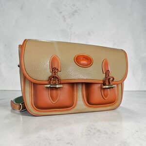 NEW Dooney & Bourke Pebbled Leather Tan & Cognac Buckle Messenger Bag